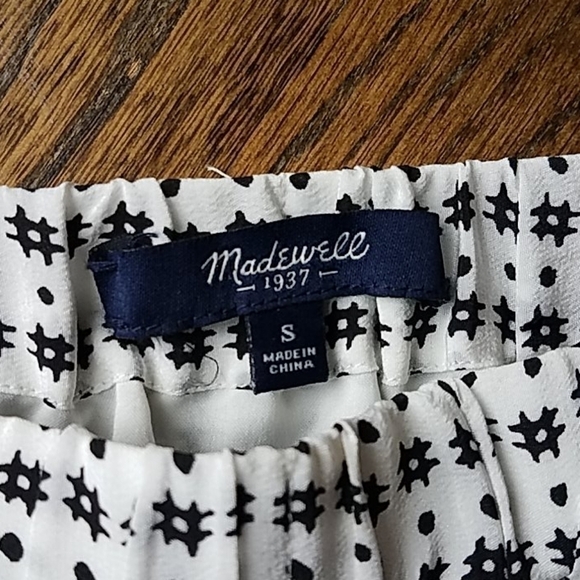 Madewell Wrap Black White Striped Silk Skirt Small - Picture 2 of 9